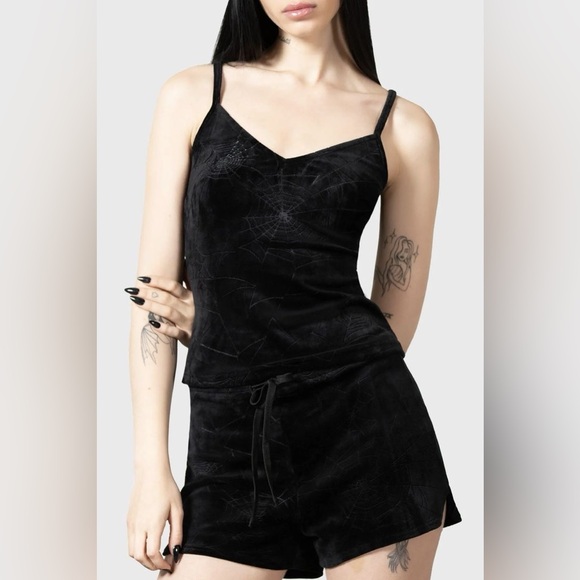 Killstar Velvet Matching Set: Eternal Sleeper Vest & Lulluspider Flares - Picture 3 of 11